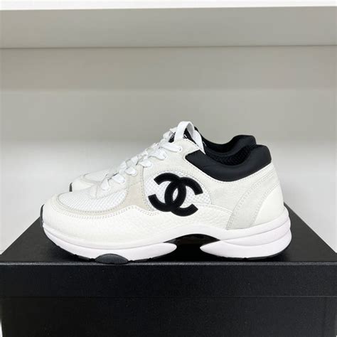 sneakers chanel grise|chanel black and white sneakers.